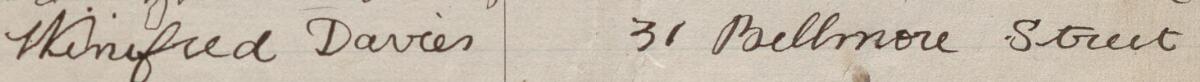 Image of Winifred Davies's signature and address in the petition