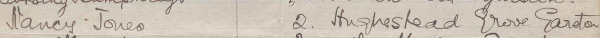 Image of Nancy Jones's signature and address in the petition