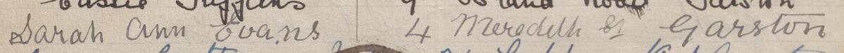 Image of Sarah Ann Evans's signature and address in the petition