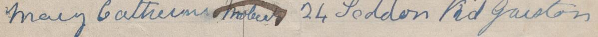 Image of Mary Catherine Roberts's signature and address in the petition