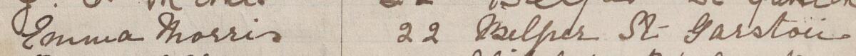 Image of Emma Morris's signature and address in the petition