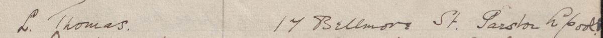 Image of L. Thomas's signature and address in the petition