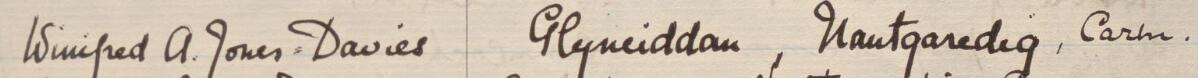Image of Winifred A Jones - Davies's signature and address in the petition
