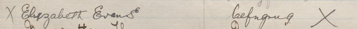 Image of Elizabeth Evans's signature and address in the petition