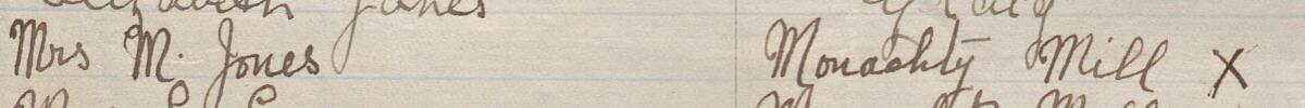 Image of Mrs M Jones's signature and address in the petition