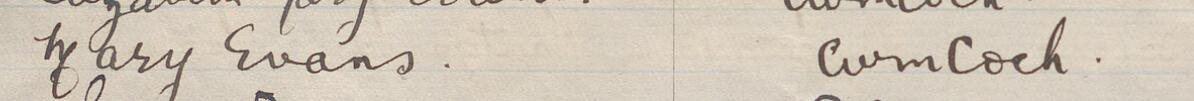 Image of Mary Evans's signature and address in the petition