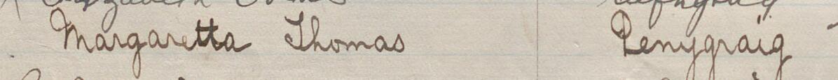 Image of Margaretta Thomas's signature and address in the petition