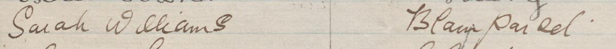 Image of Sarah Williams's signature and address in the petition