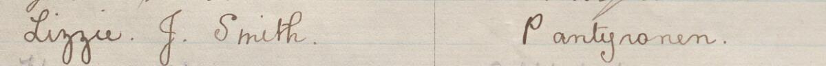 Image of Lizzie J Smith's signature and address in the petition