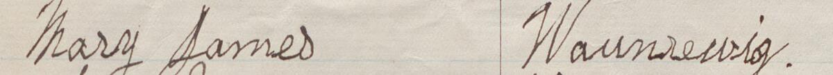 Image of Mary James's signature and address in the petition