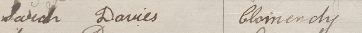 Image of Sarah Davies's signature and address in the petition
