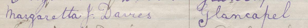 Image of Margaretta J Davies's signature and address in the petition
