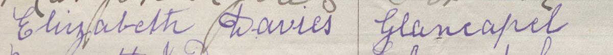 Image of Elizabeth Davies's signature and address in the petition
