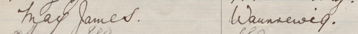 Image of May James's signature and address in the petition
