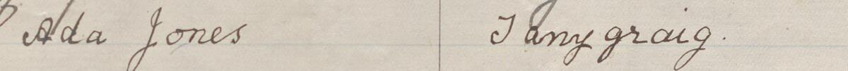 Image of Ada Jones's signature and address in the petition