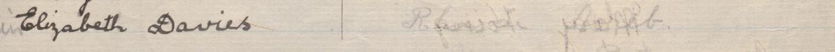 Image of Elizabeth Davies's signature and address in the petition