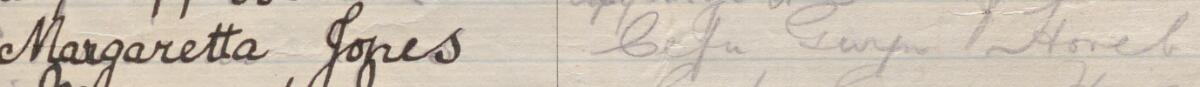 Image of Margaretta Jones's signature and address in the petition
