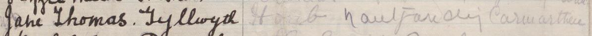 Image of Jane Thomas's signature and address in the petition