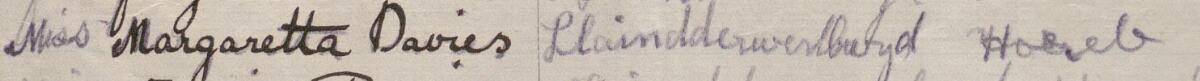 Image of Miss Margaretta Davies's signature and address in the petition