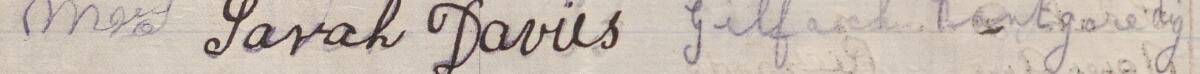 Image of Mrs Sarah Davies's signature and address in the petition