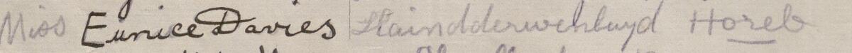 Image of Miss Eunice Davies's signature and address in the petition