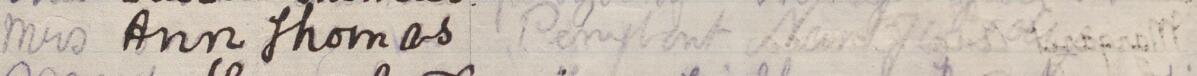 Image of Miss Ann Thomas's signature and address in the petition