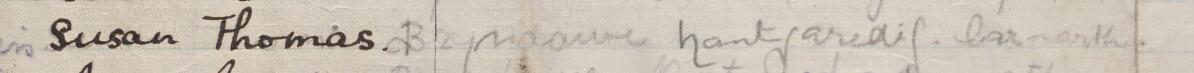 Image of Susan Thomas's signature and address in the petition
