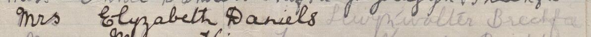 Image of Mrs Elizabeth Daniels's signature and address in the petition