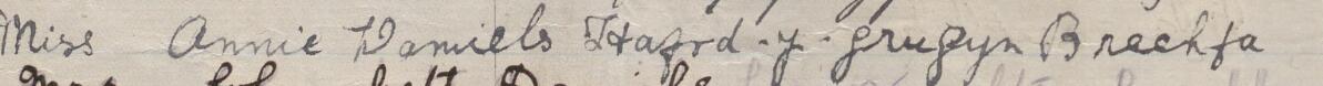 Image of Miss Annie Daniels's signature and address in the petition