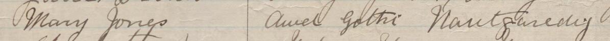 Image of Mary Jones's signature and address in the petition