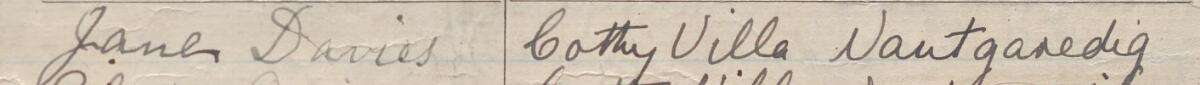 Image of James Davies's signature and address in the petition