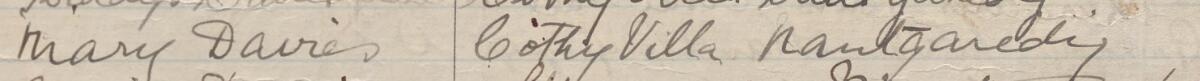 Image of Mary Davies's signature and address in the petition