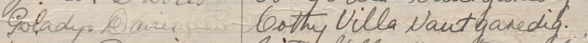 Image of Gwladys Davies's signature and address in the petition