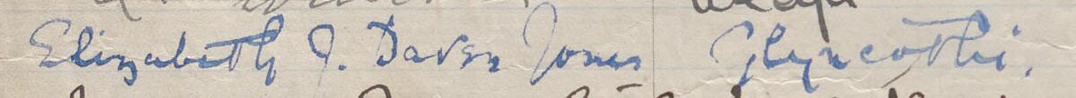 Image of Elizabeth G Davies Jones's signature and address in the petition
