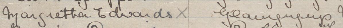 Image of Margretta Edwards's signature and address in the petition