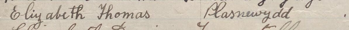 Image of Elizabeth Thomas's signature and address in the petition
