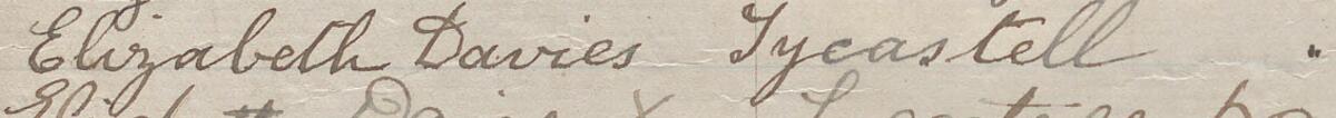 Image of Elizabeth Davies's signature and address in the petition