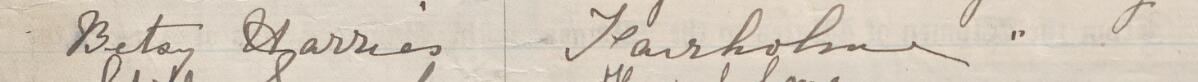 Image of Betsy Harries's signature and address in the petition