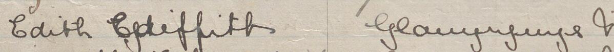 Image of Edith Griffiths's signature and address in the petition