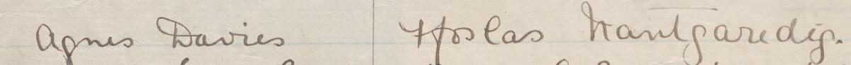 Image of Agnes Davies's signature and address in the petition