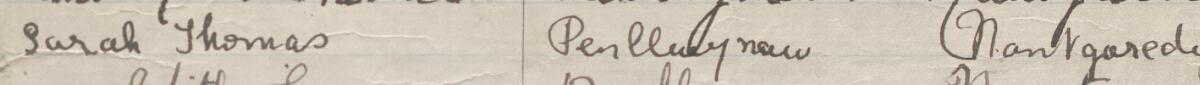 Image of Sarah Thomas's signature and address in the petition