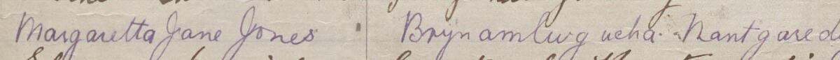 Image of Margaretta Jane Jones's signature and address in the petition