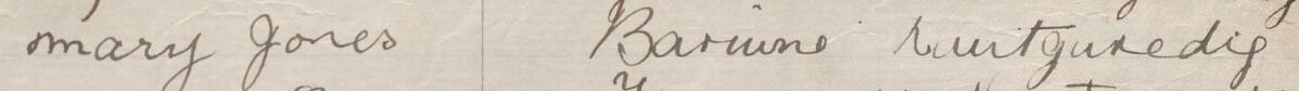 Image of Mary Jones's signature and address in the petition
