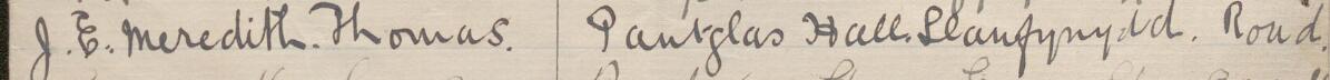 Image of J. E. Meredith Thomas's signature and address in the petition