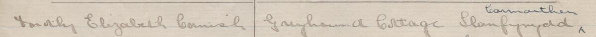 Image of Dorothy Elizabeth Cornish's signature and address in the petition