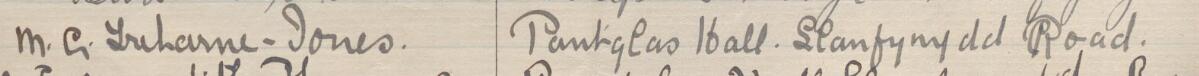Image of M. G. Treharne-Jones's signature and address in the petition
