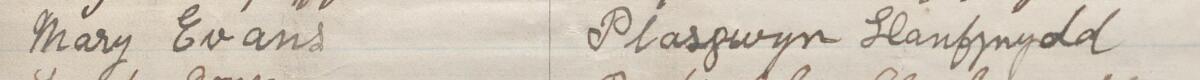 Image of Mary Evans's signature and address in the petition