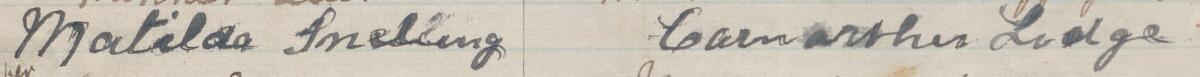 Image of Matilda Snelling's signature and address in the petition