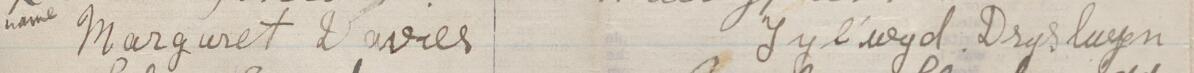 Image of Margaret Davies's signature and address in the petition
