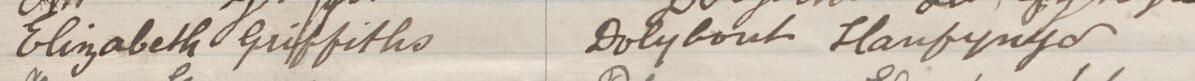 Image of Elizabeth Griffiths's signature and address in the petition